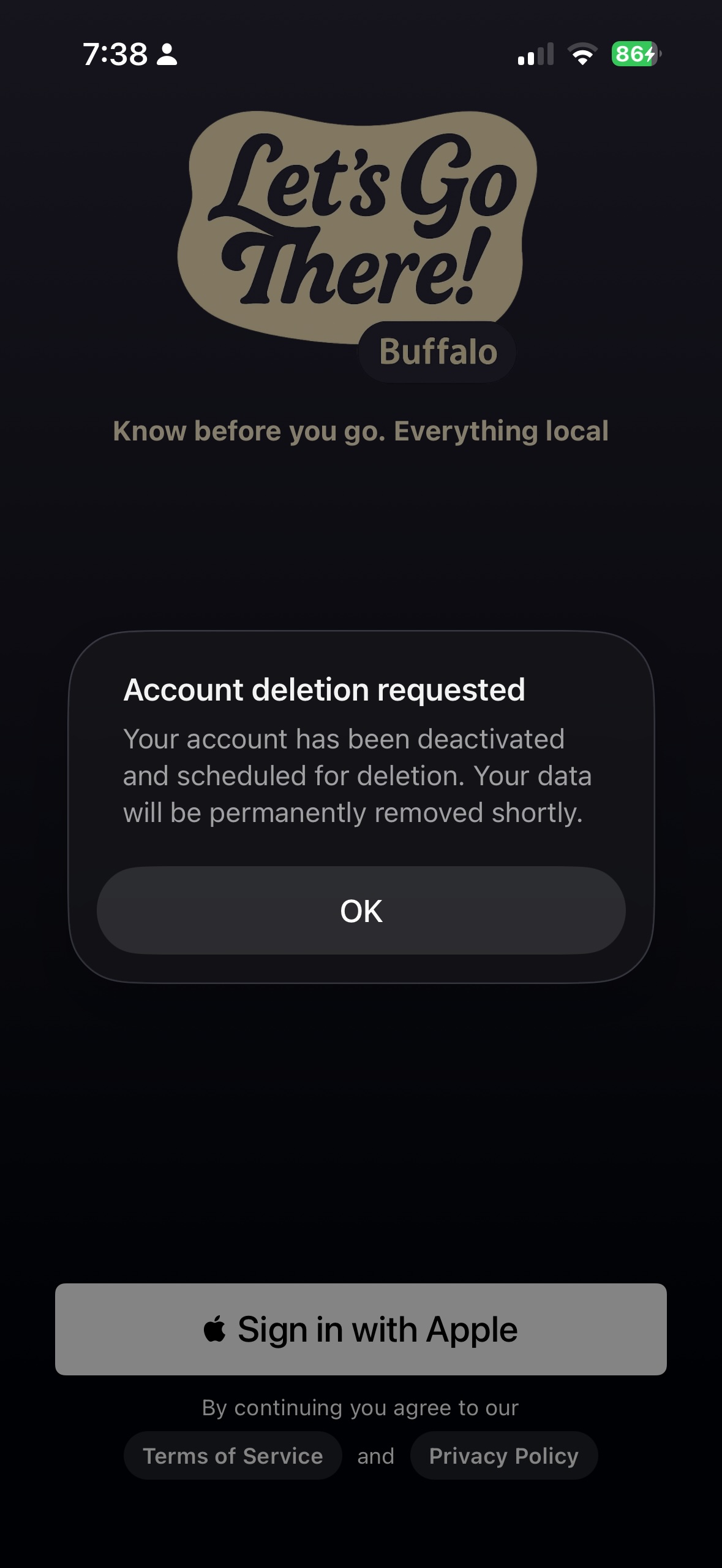 Confirm deletion